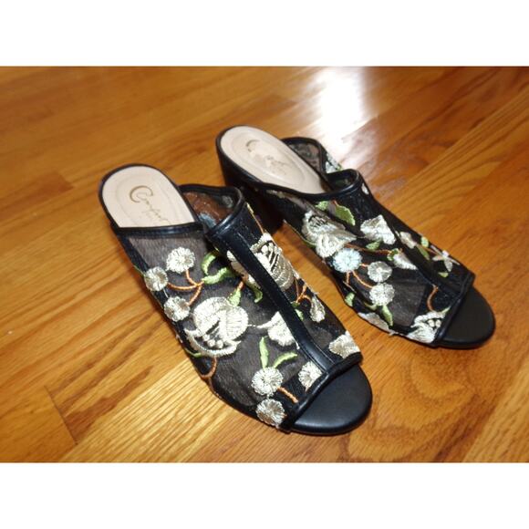 C Comfort vintage‎ floral slide heels size 8 Excellent 3 1/2 inch heel - Picture 1 of 7